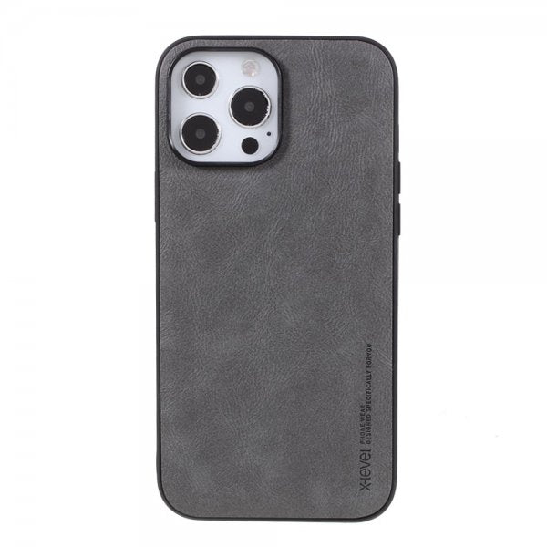 X-Level iPhone 14 Pro Cover Lædertekstur Grå