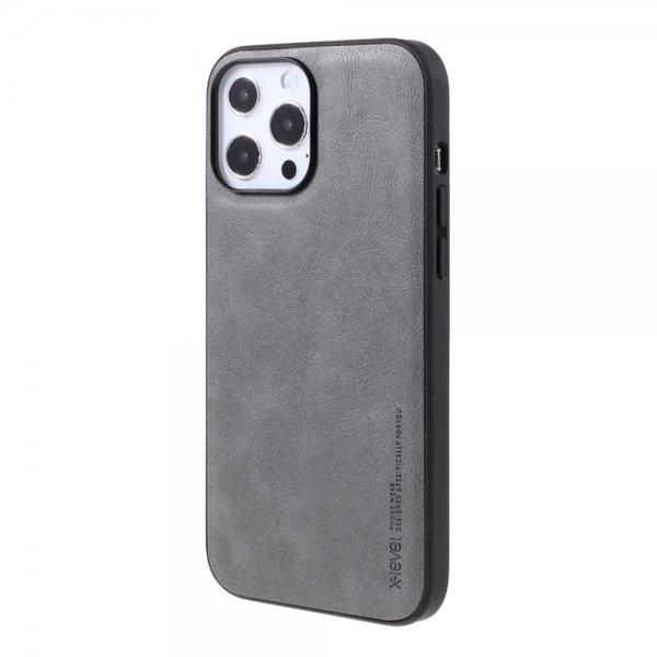 X-Level iPhone 14 Pro Cover Lædertekstur Grå