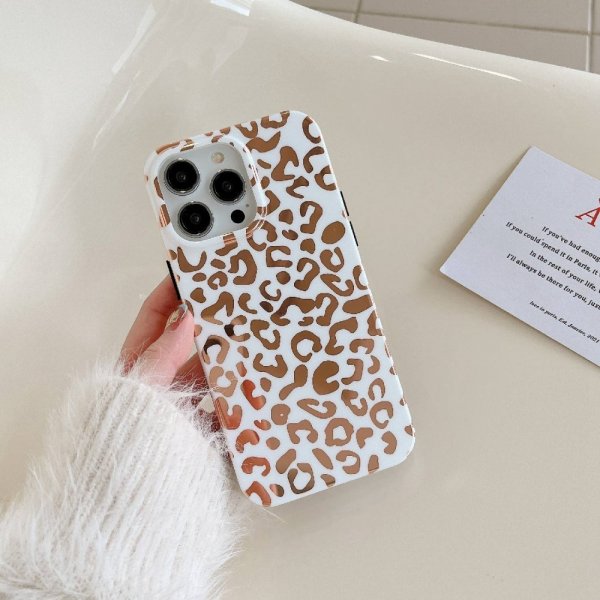 iPhone 14 Pro Cover Leopardmønster Hvid
