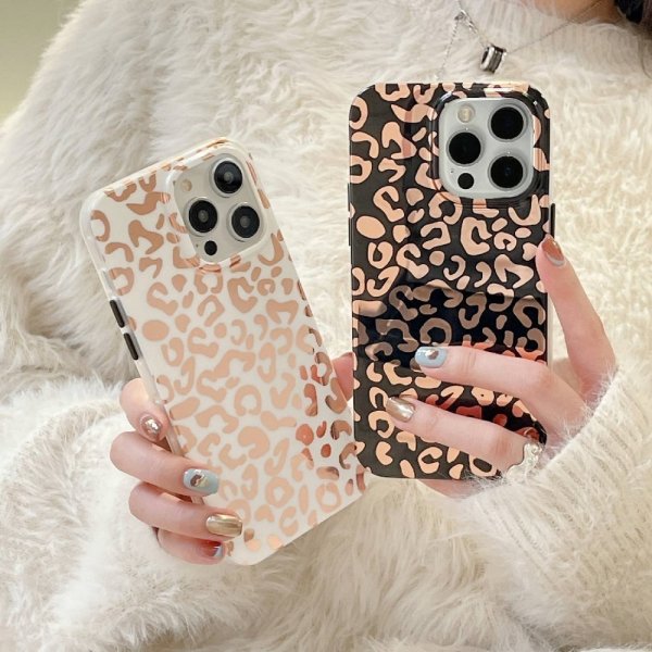 iPhone 14 Pro Cover Leopardmønster Hvid