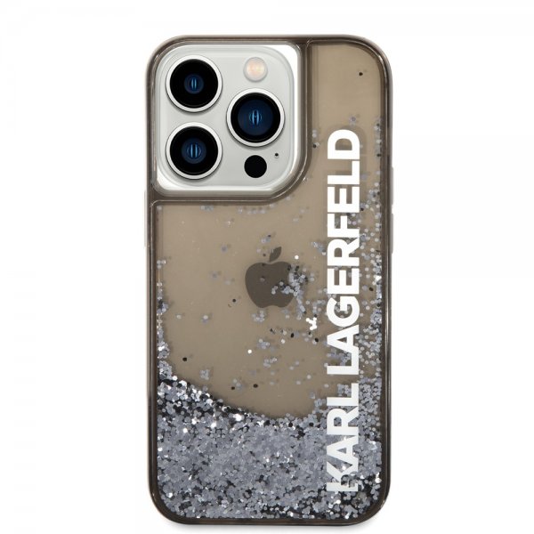 Karl Lagerfeld iPhone 14 Pro Cover Liquid Glitter Translucent Sort