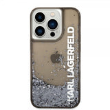 Karl Lagerfeld iPhone 14 Pro Cover Liquid Glitter Translucent Sort