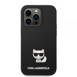 Karl Lagerfeld iPhone 14 Pro Cover Liquid Silicone Choupette Sort