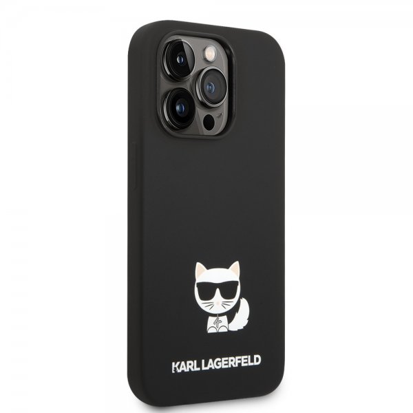 Karl Lagerfeld iPhone 14 Pro Cover Liquid Silicone Choupette Sort
