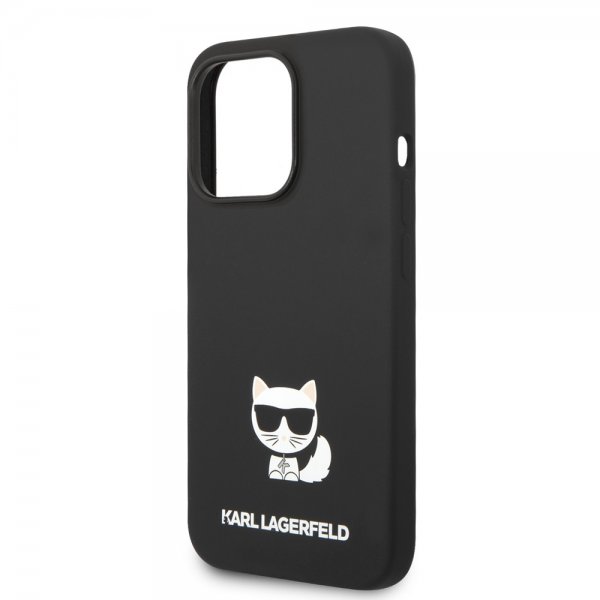 Karl Lagerfeld iPhone 14 Pro Cover Liquid Silicone Choupette Sort