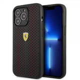 Ferrari iPhone 14 Pro Cover Logo Perforeret Rød