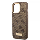 Guess iPhone 14 Pro Cover Metal Plate Logo MagSafe Brun