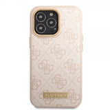 Guess iPhone 14 Pro Cover Metal Plate Logo MagSafe Rosa