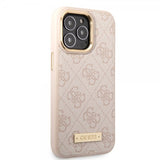 Guess iPhone 14 Pro Cover Metal Plate Logo MagSafe Rosa