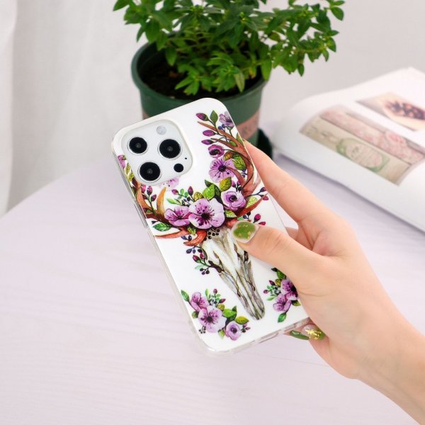 iPhone 14 Pro Cover Motiv Blomster og Hjort