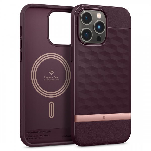 Caseology iPhone 14 Pro Cover Parallax Mag Burgundy Bean