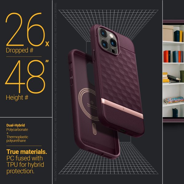 Caseology iPhone 14 Pro Cover Parallax Mag Burgundy Bean