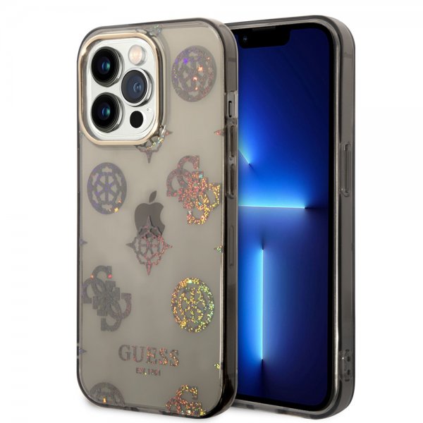 Guess iPhone 14 Pro Cover Peony Glitter Sort
