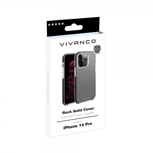 Vivanco iPhone 14 Pro Cover Rock Solid Sort Klar