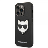 Karl Lagerfeld iPhone 14 Pro Cover Saffiano Choupette Sort