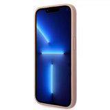 Guess iPhone 14 Pro Cover Saffiano Metal Logo Stripes Rosa