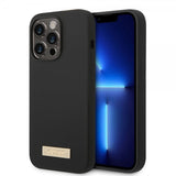 Guess iPhone 14 Pro Cover Silikone Metalplade MagSafe Sort
