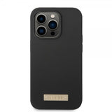 Guess iPhone 14 Pro Cover Silikone Metalplade MagSafe Sort