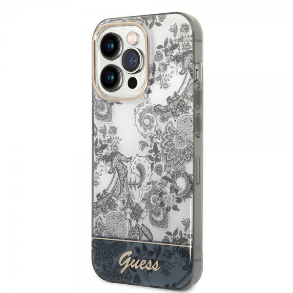 Guess iPhone 14 Pro Cover Toile de Jouy Grå