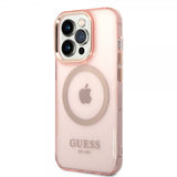 Guess iPhone 14 Pro Cover Gennemsigtigt MagSafe Rosa