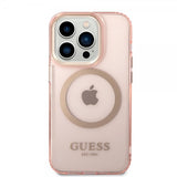 Guess iPhone 14 Pro Cover Gennemsigtigt MagSafe Rosa