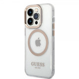 Guess iPhone 14 Pro Transparent MagSafe Guld Transparent Cover