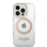 Guess iPhone 14 Pro Transparent MagSafe Guld Transparent Cover