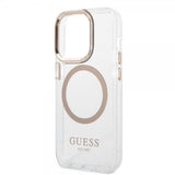 Guess iPhone 14 Pro Transparent MagSafe Guld Transparent Cover
