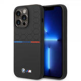 BMW iPhone 14 Pro Cover Tricolor Line & Logo Sort