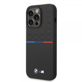 BMW iPhone 14 Pro Cover Tricolor Line & Logo Sort