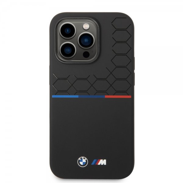 BMW iPhone 14 Pro Cover Tricolor Line & Logo Sort