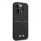 BMW iPhone 14 Pro Cover Tricolor Line & Logo Sort
