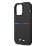 BMW iPhone 14 Pro Cover Tricolor Line & Logo Sort
