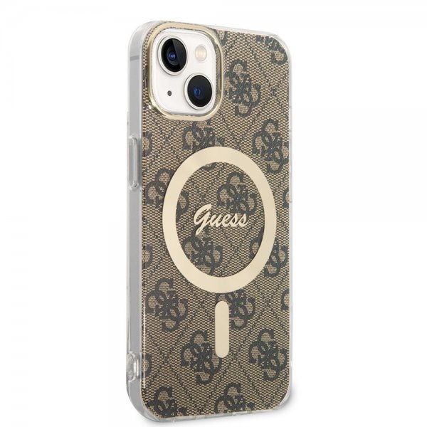 Guess iPhone 14 Cover 4G Pattern MagSafe Brun