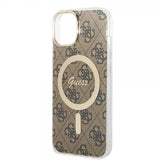 Guess iPhone 14 Cover 4G Pattern MagSafe Brun
