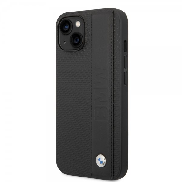 BMW iPhone 14 Cover Big Logo Stripe Sort