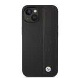 BMW iPhone 14 Cover Big Logo Stripe Sort