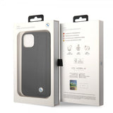 BMW iPhone 14 Cover Big Logo Stripe Sort