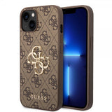 Guess iPhone 14 Cover Big Metal Logo Brun