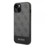 Guess iPhone 14 Cover Bottom Stripe Metal Logo Grå