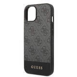Guess iPhone 14 Cover Bottom Stripe Metal Logo Grå