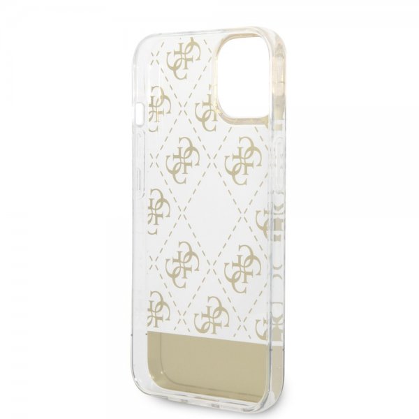 Guess iPhone 14 Cover Bottom Stripe Script Logo Guld