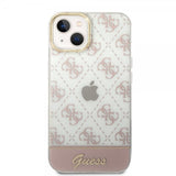Guess iPhone 14 Cover Bottom Stripe Script Logo Rosa