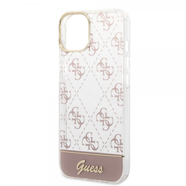 Guess iPhone 14 Cover Bottom Stripe Script Logo Rosa