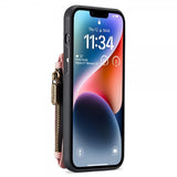 CaseMe iPhone 14 Cover C20 Kortlomme Lynlås Rosa