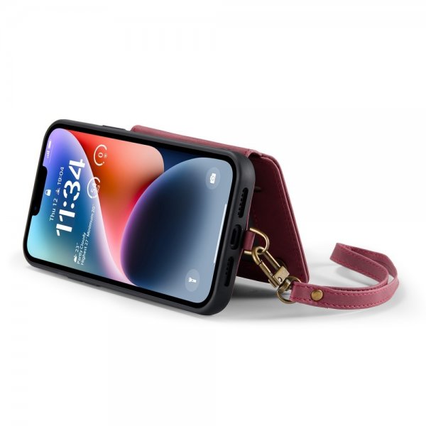 CaseMe iPhone 14 Cover C20 Kortlomme Lynlås Rosa