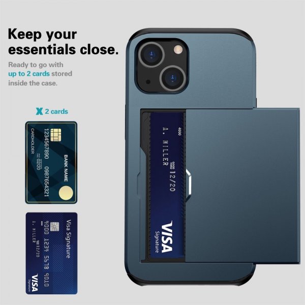 iPhone 14 Cover Card Slide Blå
