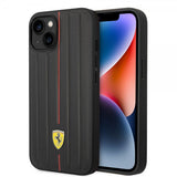 Ferrari iPhone 14 Cover Prægede Striber Rød