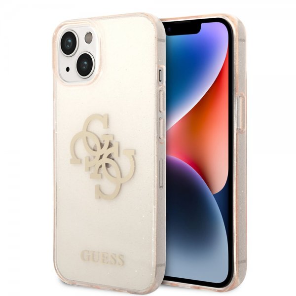 Guess iPhone 14 Cover Full Glitter Guld