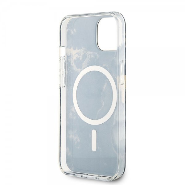 Guess iPhone 14 Cover Golden Marble MagSafe Sort